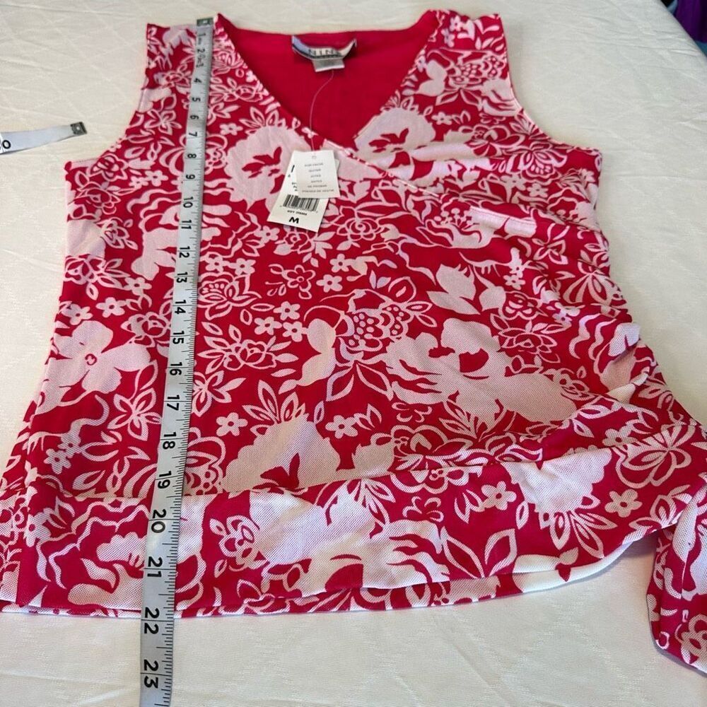 Vintage Y2K Nine & Co Pink Floral Mesh Tank Top Women Medium NWT Deadstock Nylon - Picture 8 of 8